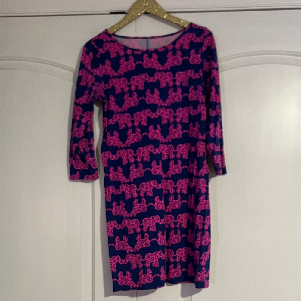 Pink and Blue Lilly Pulitzer elephant Patterned Dress
